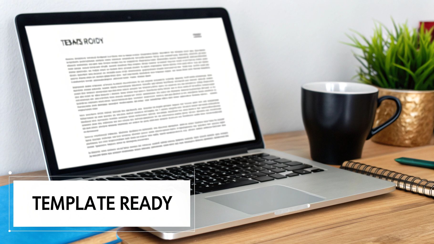 A person typing on a laptop, with a professional document on screen, illustrating the process of using a 2 weeks notice letter template.