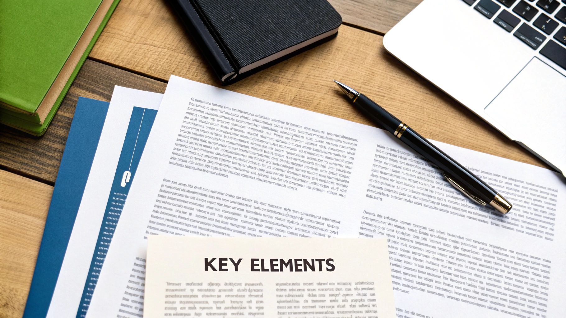 A person writing a formal complaint letter at a desk, with key structural elements highlighted.