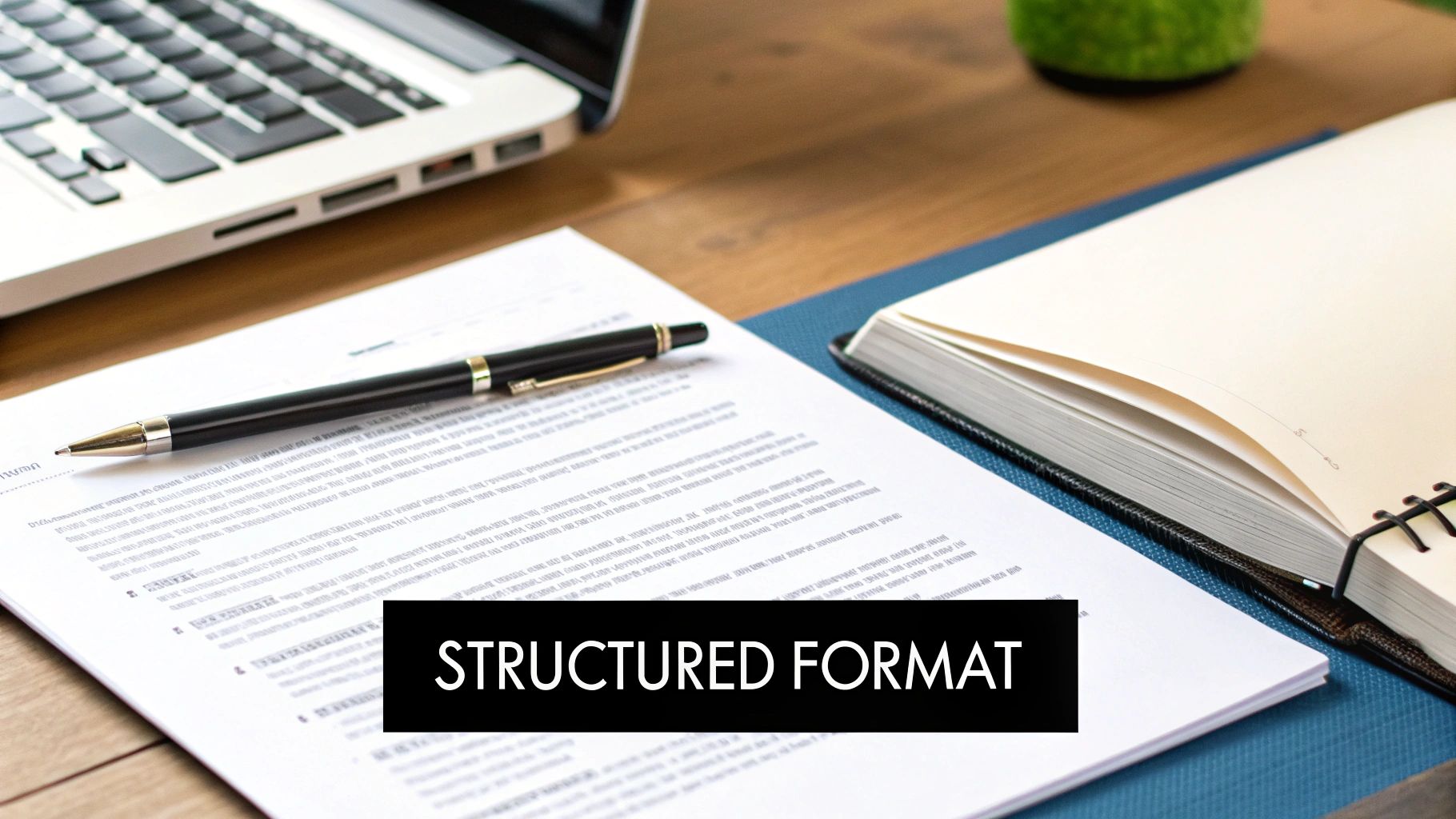 A person outlining a letter on a notepad, showing a clear structure